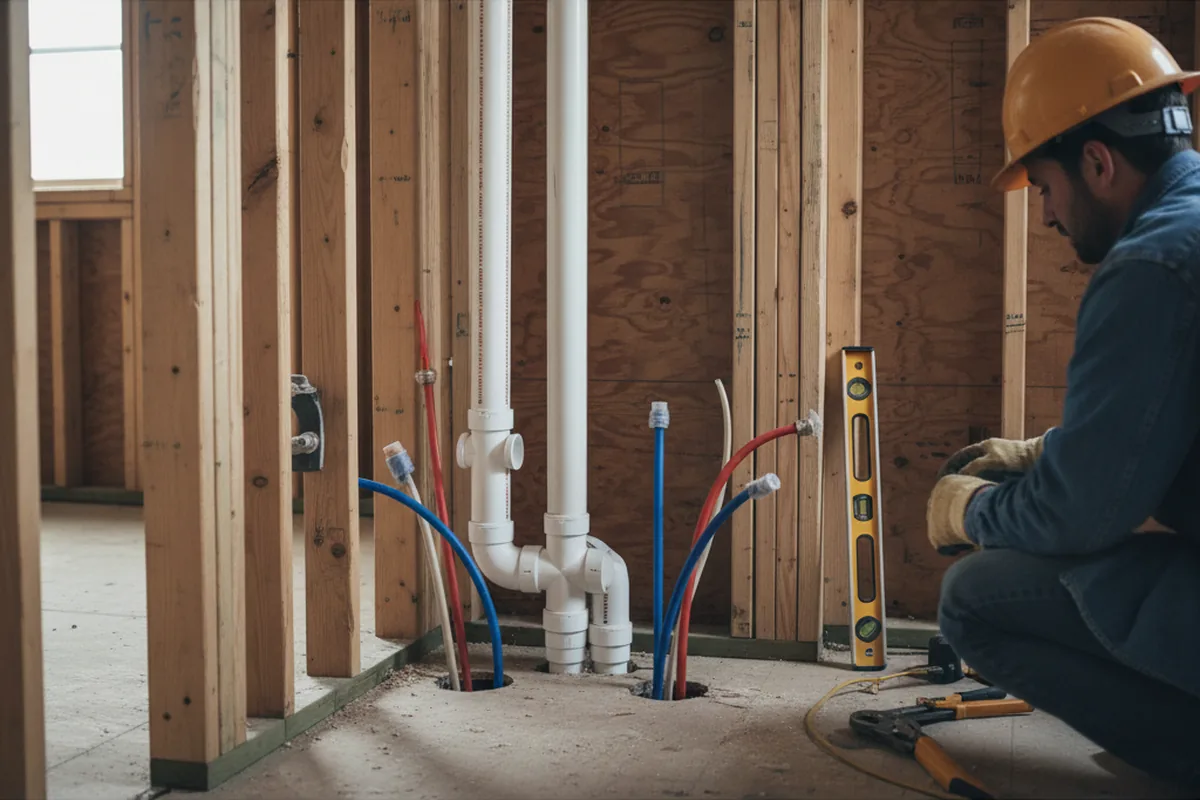 Drain and supply rough-in during Drain Cleaning in Appling
