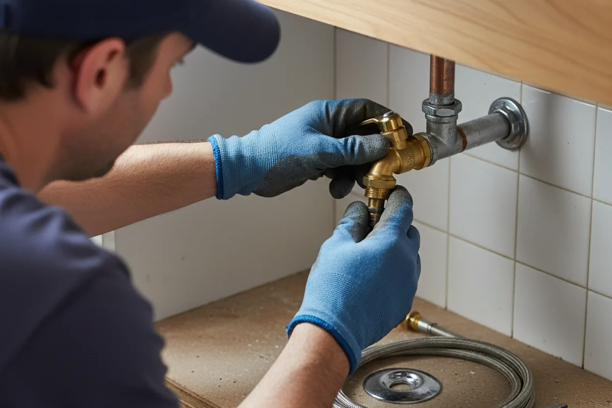 Shutoff valve and fitting work during Emergency Plumbing in Appling